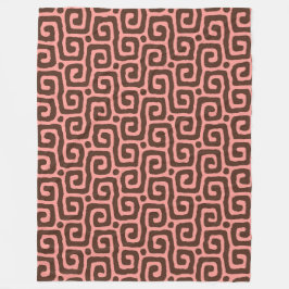 meisjesachtig roze & bruin abstract patroon fleece deken