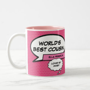 Meisjesachtig Roze Cool Fun Neef Typografisch Stri Tweekleurige Koffiemok
