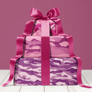 Meisjesachtig roze en paarse camouflage Camo-patro Inpakpapier Vel