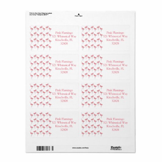 Meisjesachtig Roze Flamingo Patroon Aangepaste Lab Etiket (Full Sheet)