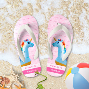 Meisjesachtig Roze Geel Blauw Eenhoorn Naam Kinder Teenslippers