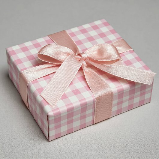 Meisjesachtig roze Gingham Inpakpapier Vel