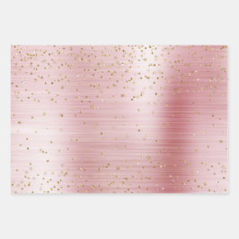 Meisjesachtig Roze Glam Gouden Glitter Confetti  Inpakpapier Vel