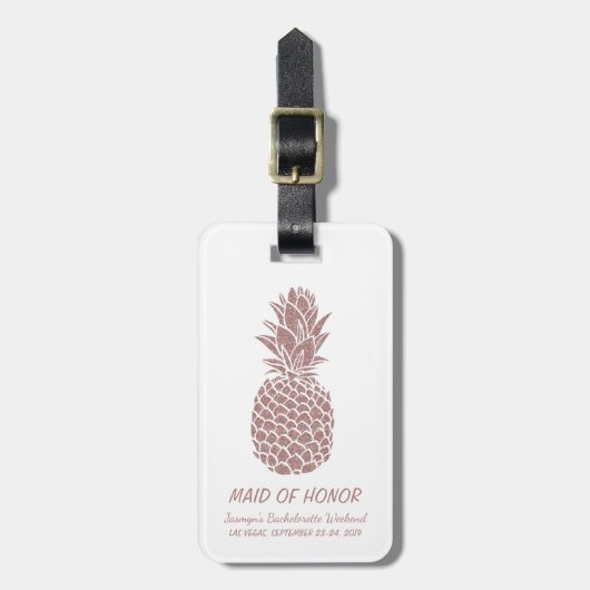 Meisjesachtig Roze Glitter Ananas Bachelorette Fee Bagagelabel (Voorkant verticaal)
