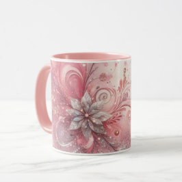 Meisjesachtig Roze Glitter Bloem Schittering Mok