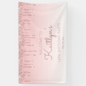 Meisjesachtig Roze Glitter Drip 16e Verjaardagsfee Spandoek (Verticaal)