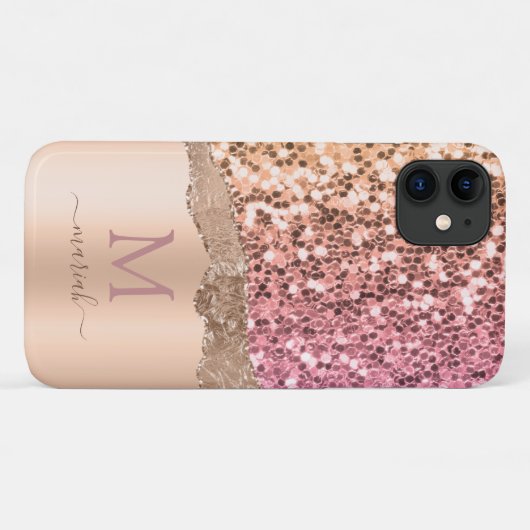 Meisjesachtig Roze Goud Blozen Roze Nep Glitter Mo Case-Mate iPhone Case (Achterkant (horizontaal))