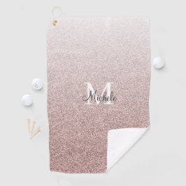 Meisjesachtig Roze Goud Roze Glitter Monogram Schr Golfhanddoek