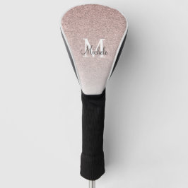 Meisjesachtig Roze Goud Roze Glitter Monogram Schr Golfheadcover