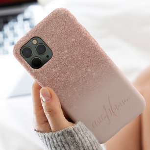 Meisjesachtig roze gouden glinster ombre glinstert iPhone 13 pro max hoesje