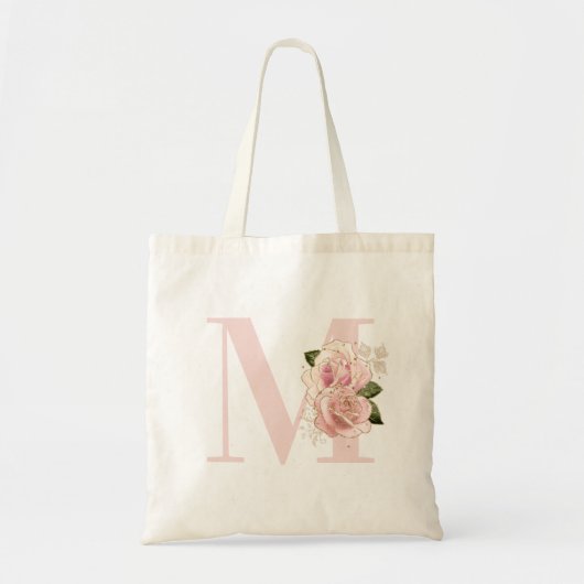 Meisjesachtig roze gouden glinsterend bloemendecor tote bag (Voorkant)