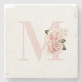 Meisjesachtig roze gouden glinsterend bloemendesig stenen onderzetter (Voorkant)