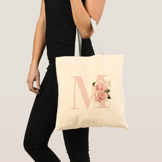 Meisjesachtig roze gouden glinsterend bloemmotief  tote bag (Voorkant (product))