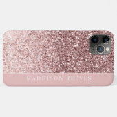 Meisjesachtig Roze Gouden Glitter Blush Monogram Case-Mate iPhone Case (Achterkant (horizontaal))