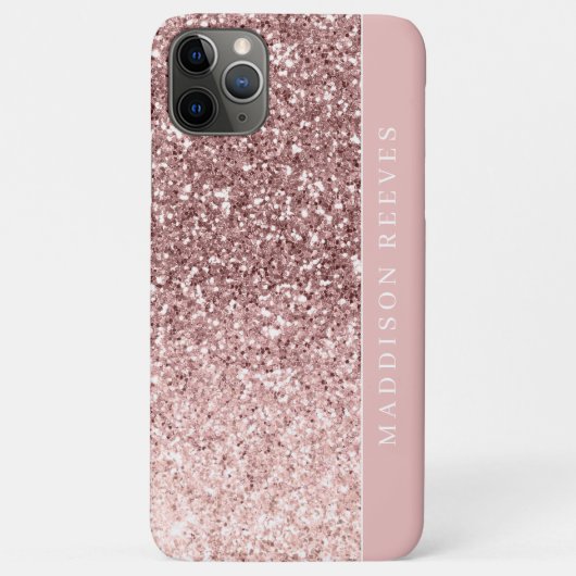 Meisjesachtig Roze Gouden Glitter Blush Monogram Case-Mate iPhone Case (Achterkant)