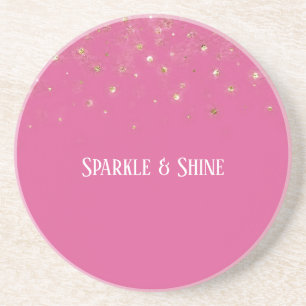 Meisjesachtig Roze Gouden Glitter Confetti Zandsteen Onderzetter