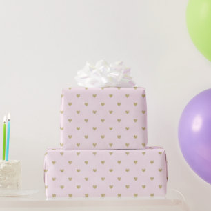 Meisjesachtig Roze Gouden Glitter Harten Verjaarda Cadeaupapier