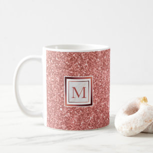 Meisjesachtig Roze Gouden Glitter Monogram Koffiemok