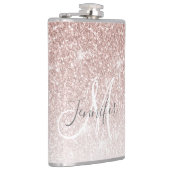 Meisjesachtig Roze Gouden Glitter Monogramme Bache Heupfles (Rechts)