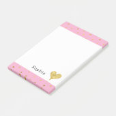Meisjesachtig Roze Gouden Stippen Hart Post-it® Notes (Schuin)