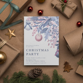 Meisjesachtig roze & grijs winterblad Christmas Pa Kaart
