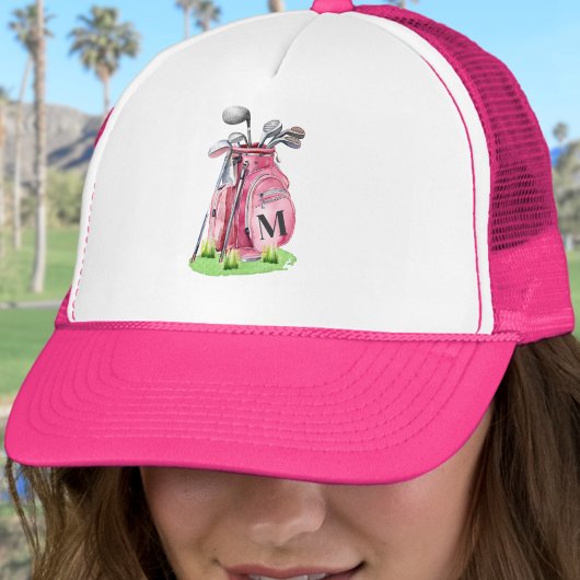 Meisjesachtig Roze Initiele Monogram Trucker Pet