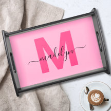 Meisjesachtig Roze Initiële Naam Monogram