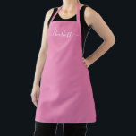 Meisjesachtig roze moderne script naam monogram ch schort<br><div class="desc">Persoonlijke roze moderne script naam tekst monogram effen kleur meisjesachtig stijlvol elegant chic roze en witte tekst keuken Schort. Aanpassen,  personaliseren met naam,  citaat,  frase of tekst. Geweldig voor koks,  chefs,  pottenbakken,  keramiek,  handwerk,  werk,  keuken,  bakken,  bbq,  grill,  enz</div>