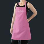 Meisjesachtig roze moderne script naam monogram ch schort<br><div class="desc">Persoonlijke roze moderne script naam tekst monogram effen kleur meisjesachtig stijlvol elegant chic roze en witte tekst keuken Schort. Aanpassen, personaliseren met naam, citaat, frase of tekst. Geweldig voor koks, chefs, pottenbakken, keramiek, handwerk, werk, keuken, bakken, bbq, grill, enz</div>