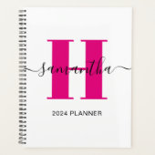 Meisjesachtig roze monogram planner (Voorkant)