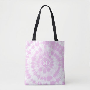 Meisjesachtig roze monogram tie-dye patroon tote bag