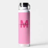Meisjesachtig Roze Naam Monogram Waterfles (Achterkant)