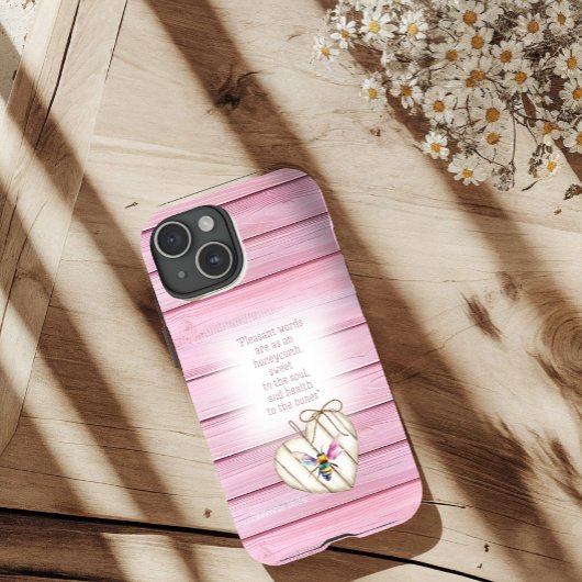 Meisjesachtig Roze Nep Houten Hart Regenboog Bij G Case-Mate iPhone Case