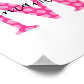 Meisjesachtig roze polka stip monogram poster (Hoek)