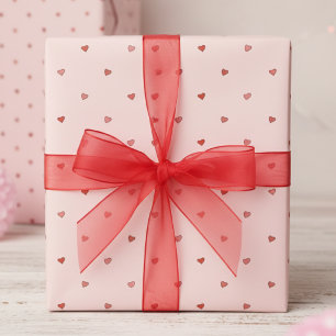 Meisjesachtig Roze Rode Harten Blush Roze Cadeaupapier