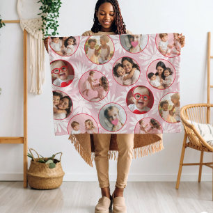 Meisjesachtig Roze & Rood 7 Rond Foto Fleece Deken