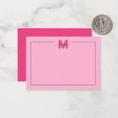 Meisjesachtig Roze Script Naam Monogram Notitiekaartje (Voorkant / Achterkant in situ)