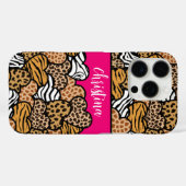 Meisjesachtig Roze Speels Dierenprint Harten Naam Case-Mate iPhone Case (Achterkant (horizontaal))