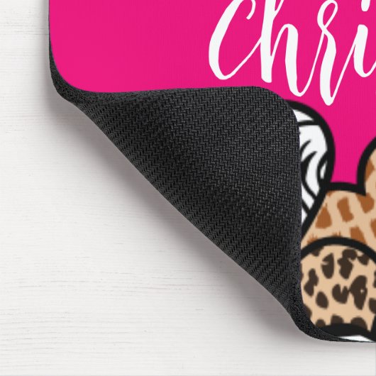 Meisjesachtig Roze Speelse Dierenprint Harten Naam Muismat (Hoek)