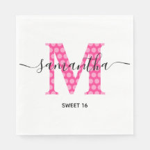 Meisjesachtig Roze Stippen Monogram Sweet 16