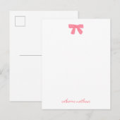 Meisjesachtig roze strik aangepaste briefpapier briefkaart (Voorkant / Achterkant)