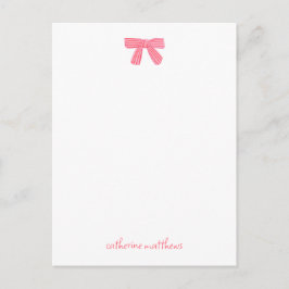 Meisjesachtig roze strik aangepaste briefpapier briefkaart