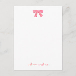 Meisjesachtig roze strik aangepaste briefpapier briefkaart
