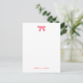 Meisjesachtig roze strik aangepaste briefpapier briefkaart (Staand voorkant)