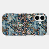 Meisjesachtig Roze Turquoise Steen Blauwe Denim  Case-Mate iPhone Case (Achterkant (horizontaal))