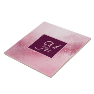 Meisjesachtig Roze Vrouwelijk abstract marmer Glan Tegeltje
