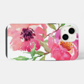 Meisjesachtig roze waterverf bloempatroon iPhone hoesje (Achterkant horizontaal)