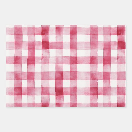 Meisjesachtig Roze Witte Geruite Strepen Bruilofts Inpakpapier Vel (Voorkant)