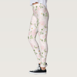 Meisjesachtig Roze Witte Mooie Bloemen Leggings