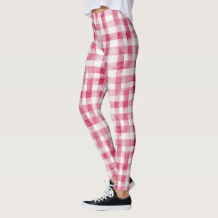  Meisjesachtig roze witte ruit Leggings